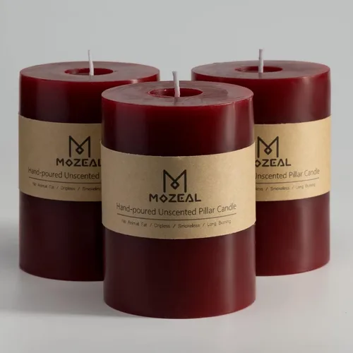 Miniatura 129 de MOZEAL Velas grandes sin perfume vertidas a mano de 3 x 8 pulgadas, sin humo, juego de 2, combustión lenta, sin goteo, aproximadamente 150 horas