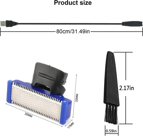 Miniatura 8 de 4 cabezales de repuesto LinMei Solo compatibles con afeitadora Microtouch Solo de 1ª generación con cable de carga para recortadora eléctrica 4