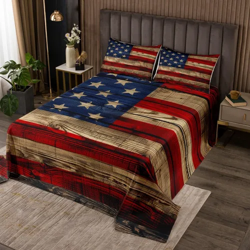 Miniatura 10 de Castle Fairy Colcha con diseño de bandera de Estados Unidos, diseño de camuflaje marrón, cuernos de ciervos y animales salvajes, para dormitorio