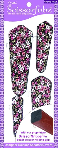 Miniatura 110 de Fundas protectoras para tijeras de diseñador, 4 unidades, tamaño surtido, diseño floral victoriano azul #4-304 Jardín floral victoriano azul