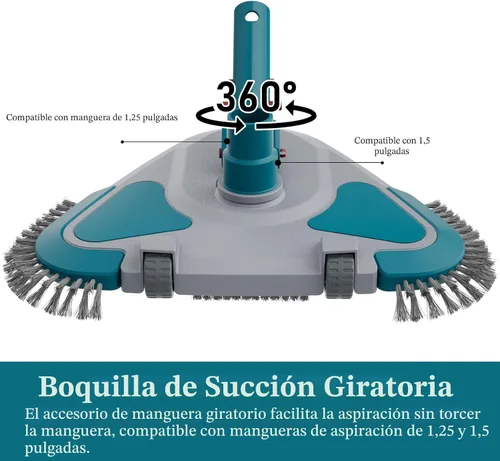Miniatura 3 de Cabezal de Aspiradora Triangular con Peso Upgrade Pro Giratorio para Piscina con Cepillo y Mango EZ Clip - para Limpiar Superficie Seguro