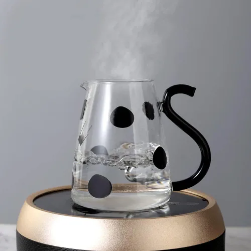Miniatura 6 de Juego de jarra de cristal con dibujo de vaca para mesilla de noche con vaso, jarra y taza de noche
