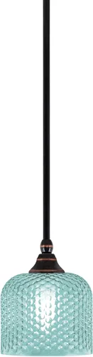 Miniatura 59 de Toltec Lighting Tallo Colgado Mini colgante, acabado de cobre negro, 3.5" cuadrado humo burbuja vidrio