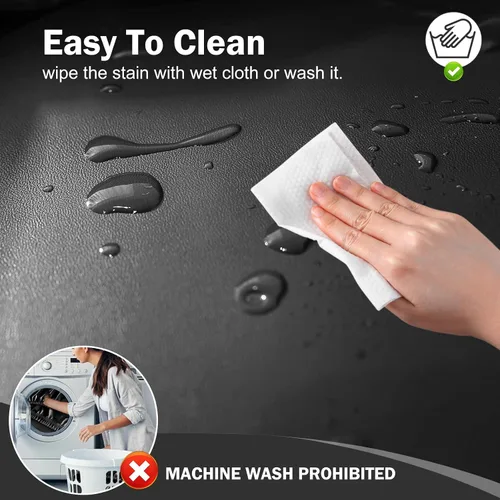 Miniatura 6 de Vctops - Funda elástica de 6 piezas para sofá biplaza reclinable, de cuero sintético impermeable, protector de muebles antideslizante con borde Negro