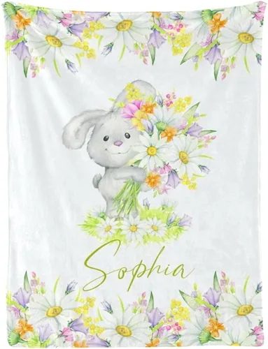 Miniatura 8 de Manta personalizada con nombre, manta de bebé súper suave con nombre, flor y corona, regalos para bebés y niñas, adecuada para recién nacidos