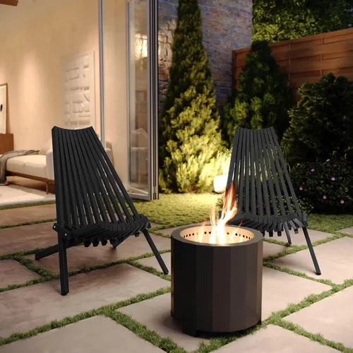 Miniatura 5 de Flash Furniture Delia Commercial - Silla plegable de madera para interiores y exteriores, salón de perfil bajo para patio, porche o jardín, versátil