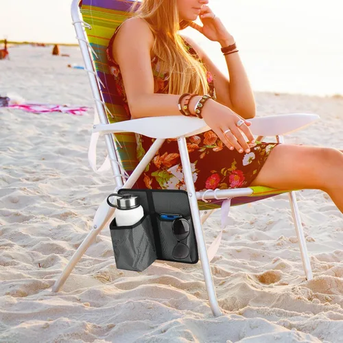 Miniatura 7 de Xxerciz Soporte universal para tazas para silla de campamento, soporte universal para botella de agua para silla reclinable de patio, silla de Gris