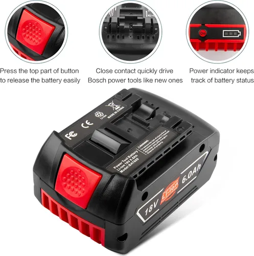 Miniatura 4 de TREE.NB 2 paquetes BAT609 6000mAh 18V batería de litio de repuesto para Bosch 18V herramientas eléctricas inalámbricas BAT609 BAT609G BAT610G BAT611