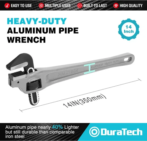 Miniatura 2 de DURATECH Llave de tubo desviada de aluminio resistente de 14 pulgadas, capacidad de 2 pulgadas de mordaza, llave de fontanería ajustable, forjada