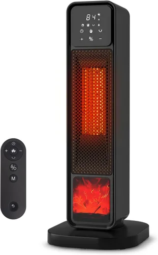Calentador de espacio para uso en interiores, calentador de habitación grande con efecto de llama 3D, calentador portátil eléctrico de 1500 W con