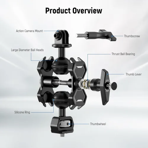 Miniatura 3 de NEEWER Brazo mágico compatible con GoPro 13 Hero 12 11 10 DJI Osmo Action 4 3 Insta360 One X3 GO3 SmallRig, adaptador de brazo articulado
