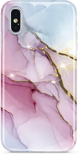 Miniatura 9 de Funda diseñada para iPhone XR, brillante, galvanizada, diseño de mármol amoroso, delgada, a prueba de golpes, TPU suave de goma de silicona, funda