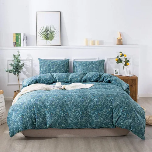 Miniatura 29 de AMWAN Juego de funda de edredón floral bohemio de algodón, ropa de cama con estética de jardín, elegante, botánico, con cierre con cremallera y 4