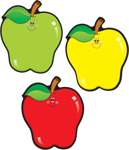 Carson Dellosa - 36 piezas de manzanas rojas, amarillas y verdes, recortes de frutas coloridas para etiquetas de nombre, tablón de anuncios,