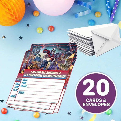 Miniatura 7 de 20 invitaciones y sobres dinámicos de cumpleaños de Robot Hero Adventure - Invitaciones de fiesta de feliz cumpleaños para niños, 6 x 4 pulgadas