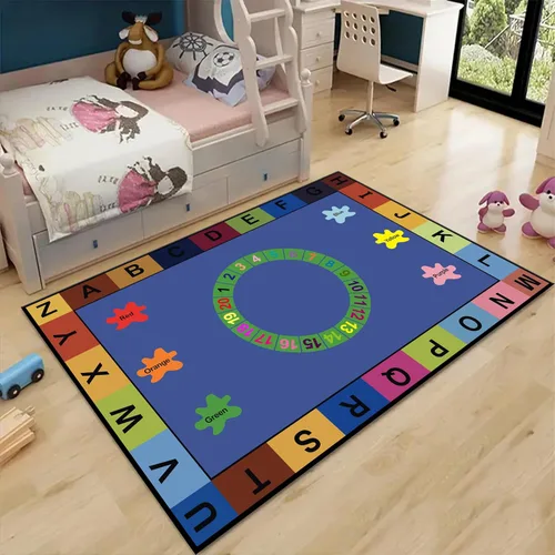 Miniatura 19 de Alfombras de área para niños, 3 x 4 pies, alfabeto, números y formas, alfombra de aprendizaje educativa para niños para sala de juegos, sala