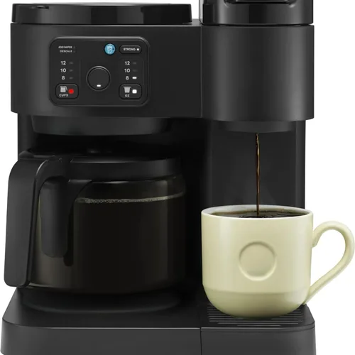 K-Duo Essentials - Cafetera para bebidas calientes y heladas, cafetera KCup de una sola porción y jarra de café por goteo de 12 tazas, depósito de