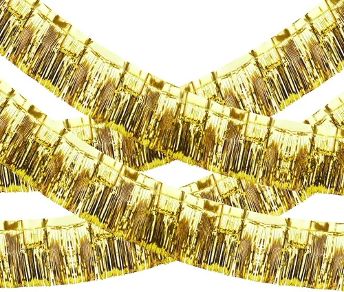 Miniatura 24 de Paquete de 4 cortinas flotantes negras con flecos, guirnalda de flecos metálicos con borlas brillantes, decoraciones flotantes para remolque
