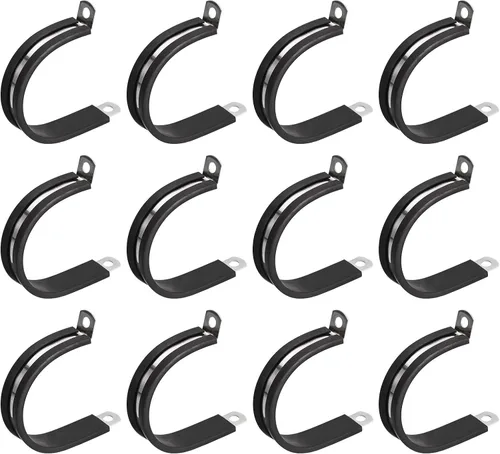 Miniatura 45 de uxcell Abrazadera de cable de 1/2 pulgada (0.472 in) de acero inoxidable 304 Abrazadera aislada acolchada de goma de acero inoxidable en forma de R