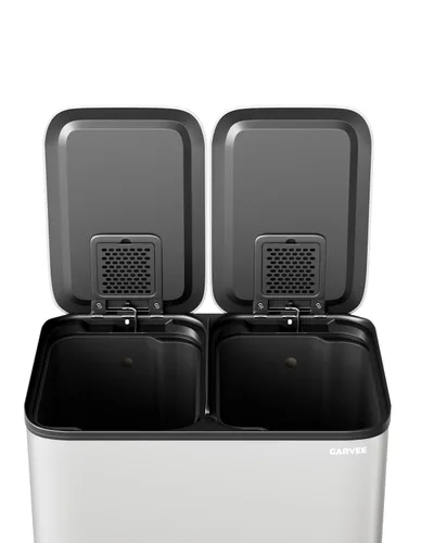 Miniatura 5 de GarveeHome Bote de basura doble de acero inoxidable de 2 x 4 galones con tapa para cocina, combo de basura doble grande y de reciclaje, cubos