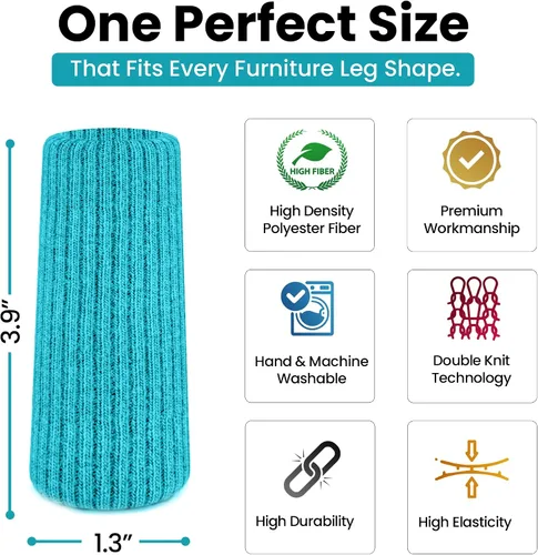 Miniatura 3 de 16 Piezas Protectores de Calcetines para Patas de Silla Premium Color Verde Aguamarina para Suelos de Madera Dura - No se Caen Fácilmente - Muy