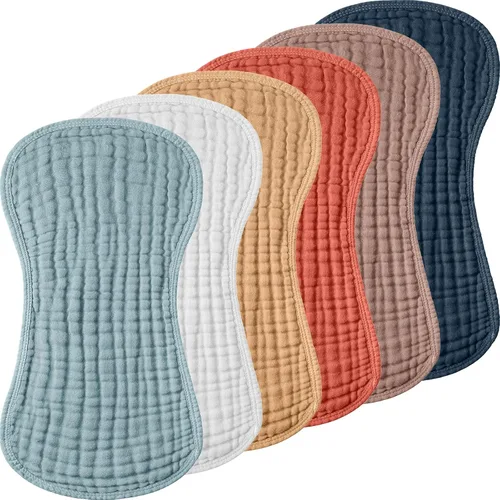Miniatura 8 de Frienda Paquete de 6 paños de muselina para eructos de algodón, grandes, 20 x 9 pulgadas, extra absorbentes y suaves, para bebé, niño y niña, unisex