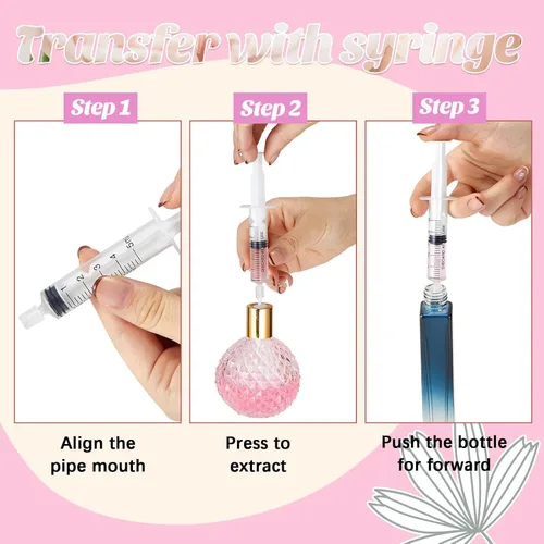 Miniatura 3 de Geiserailie Kit de 25 piezas de bomba de recarga de perfume, dispensador de perfume, incluye embudos, bombas dispensadoras, jeringas, goteros