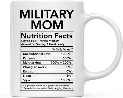 Miniatura 36 de Andaz Press Divertida taza de té de café de cerámica de 11 onzas, regalo de agradecimiento, datos nutricionales del ejército, paquete de 1, ideas