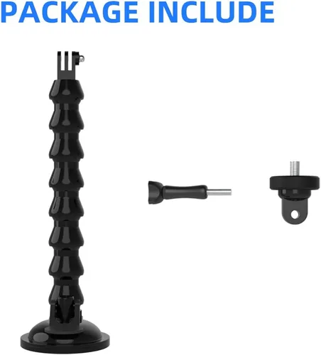 Miniatura 8 de Soporte flexible para cámara con ventosa de cuello de cisne compatible con GoPro Hero 13 Negro, Hero 12/11/10/9/8/7/6/5 Negro, DJI Osmo Action 5 Long