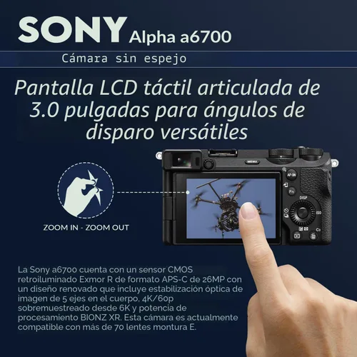 Miniatura 3 de Sony Alpha a6700 - Cuerpo de cámara sin espejo en paquete con bolsa para hombro, tarjeta SD de 128 GB, lector de tarjetas, batería extra, cargador