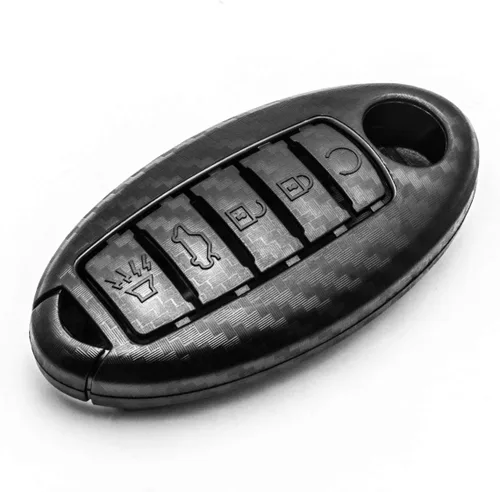 Miniatura 7 de x xotic tech Funda de carcasa para llavero de ABS con patrón de fibra de carbono negro mate, compatible con Nissan Titan Altima GT-R 370Z Maxima