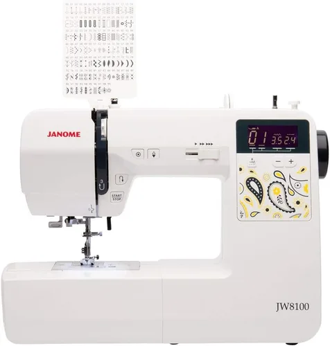 Miniatura 2 de Janome JW8100 Máquina de coser computarizada completamente equipada con 100 puntadas, 7 ojales, tapa dura, mesa de extensión y 22 accesorios