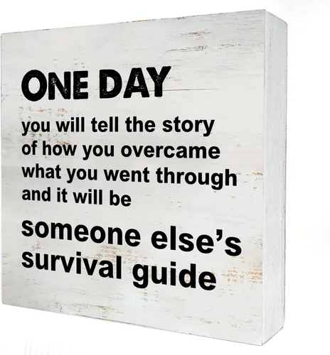 Cartel de madera con texto en inglés «One Day You Will Tell the Story», decoración de escritorio de 5 x 5 pulgadas, letrero inspirador de madera,
