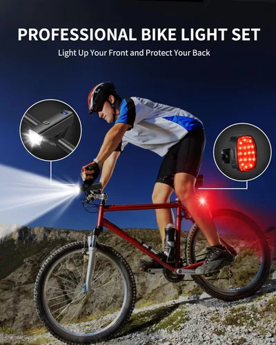 Miniatura 7 de DARKBEAM 6000LM Bike Headlight USB- C Rechargeable, High Lumen Super Bright Bike Light Set for Night Riding, 12+5 Modes Waterproof Bicycle Lights