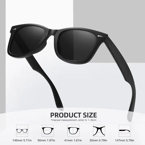 Miniatura 6 de MEETSUN Lentes de sol polarizados retro para mujeres y hombres, lentes de espejo clásicos para conducción, 100% protección UV (paquete de 3)