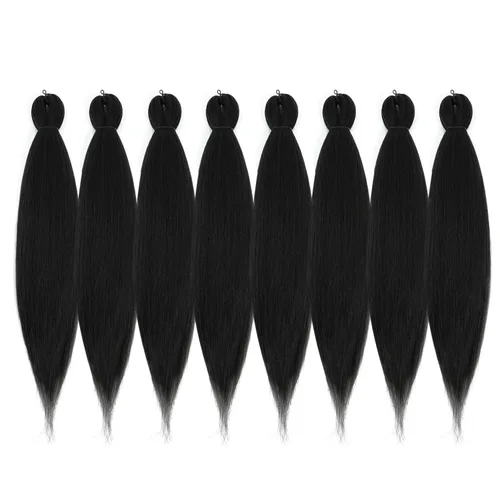 Miniatura 7 de Cabello trenzado preestirado - 12 pulgadas, 8 paquetes, cabello trenzado natural negro corto para trenzas torcidas o trenzas en caja, extensiones