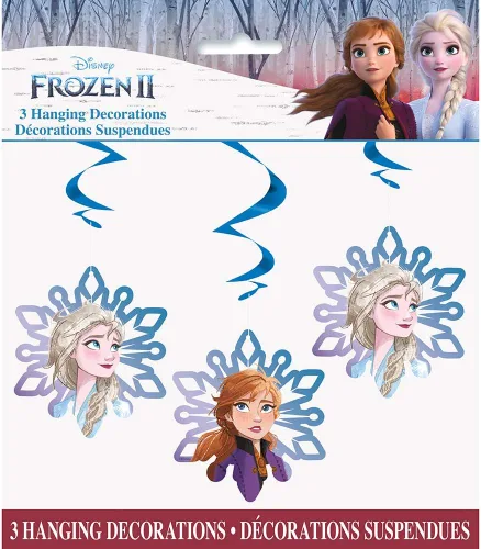 Miniatura 2 de Deslumbrante decoración de remolinos colgantes de Frozen 2 de Disney, 26 pulgadas (paquete de 3), encantador patrón de Elsa y Anna, perfecto