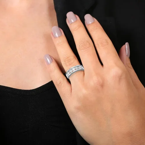 Miniatura 21 de VIR JEWELS Anillo de boda de diamante blanco de 1 cttw a 2 quilates para mujer, juego de canales de oro de 14 quilates, tamaño 4.5-10