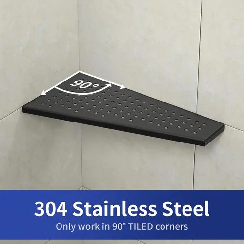 Miniatura 5 de Estante esquinero de ducha de 2 piezas, estantes trapezoidales de baño de 12 pulgadas para pared de azulejos, lechada de acero inoxidable 304