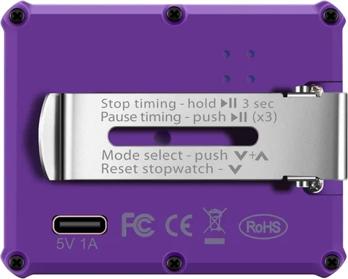 Miniatura 6 de Temporizador de intervalo 8200, cronómetro con luz de fondo, reloj recargable USB-C (morado)