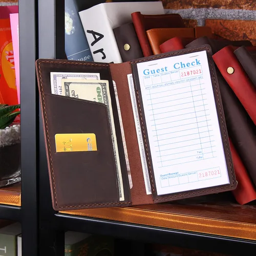 Miniatura 6 de Libros para meseros para camarera, tarjetero de cuero para presentación de comandas para camarera, organizador para personal de restaurante con Café