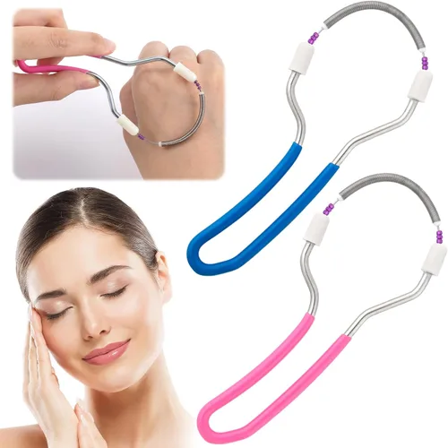 2 unidades de removedor de vello facial manual, depiladora de resorte facial de acero inoxidable con asa, herramienta de eliminación de vello facial