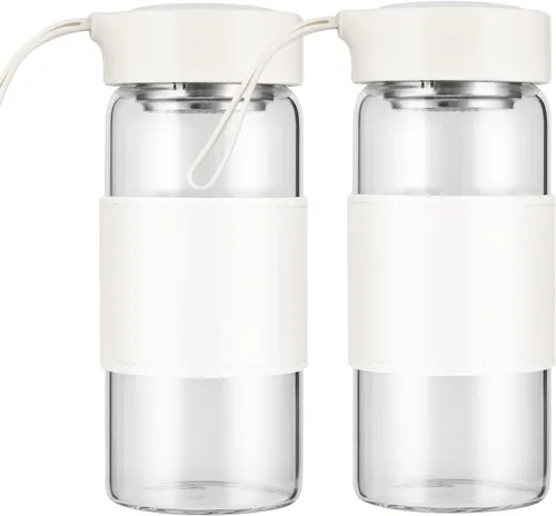 Miniatura 10 de Pequeña botella coctelera de vidrio, 16 onzas, sin BPA, sin olor, con bola mezcladora 304SS y cepillo de limpieza extraíble para fitness y batidos