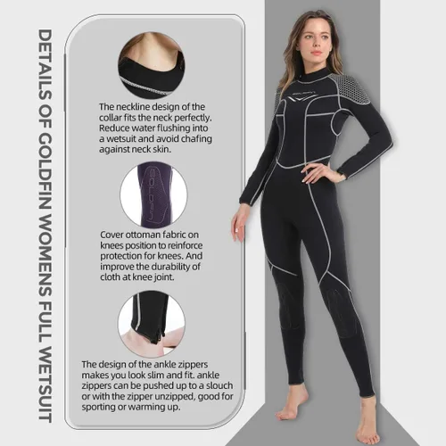 Miniatura 3 de GoldFin Traje de neopreno para mujer, trajes de neopreno de 0.118 in con cremallera trasera de cuerpo completo