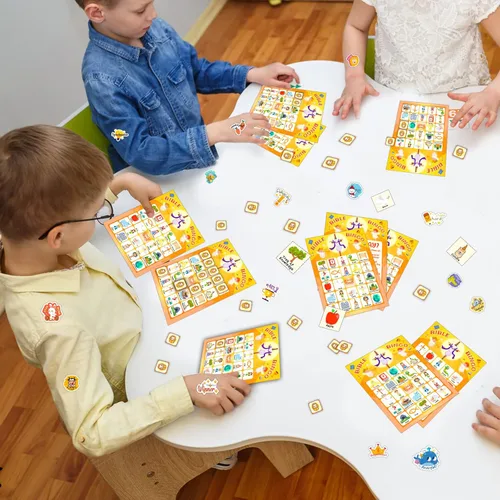 Miniatura 7 de HomSeon Tarjetas de bingo bíblicas para 24 jugadores, juego de bingo cristiano para niños con calcomanías de Punny Jesús, juego cristiano religioso