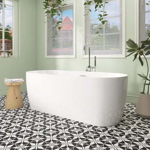 Miniatura 17 de Bañera independiente de 59", bañera independiente de acrílico puro, elegante bañera independiente contemporánea de remojo profundo, certificada cUPC
