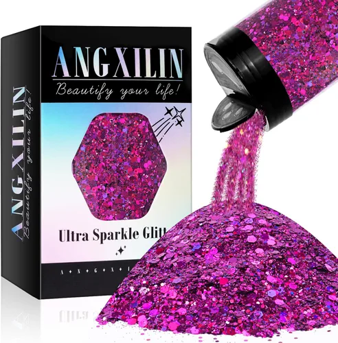 Purpurina artesanal mixta holográfica gruesa y fina, 190g/6.7oz a granel, lentejuelas láser para arte de uñas, cara y cuerpo, para hacer joyas con