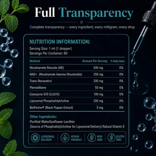 Miniatura 8 de Gotas liposomales de NAD+ y NR, suministro liposomal líquido, ultra gotas avanzadas, 2.0 fl oz (2 fl oz)