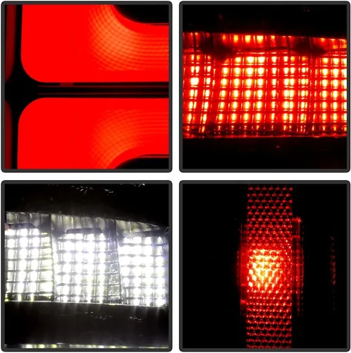 Miniatura 6 de KEEKPO - Para 2007-2013 Chevy Suburban 1500 2500 Tahoe GMC Yukon Luces de cola traseras completas LED negras con lámparas de freno, juego Negro ónice