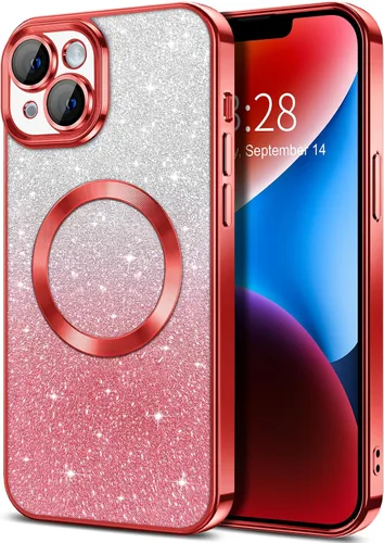 Miniatura 68 de Hython Funda para iPhone 13 Pro transparente con purpurina magnética [compatible con MagSafe] Protector completo de lente de cámara delgado